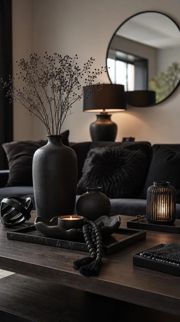 Planner 5D AI Studio — Black and white living room with art-led monochrome styling