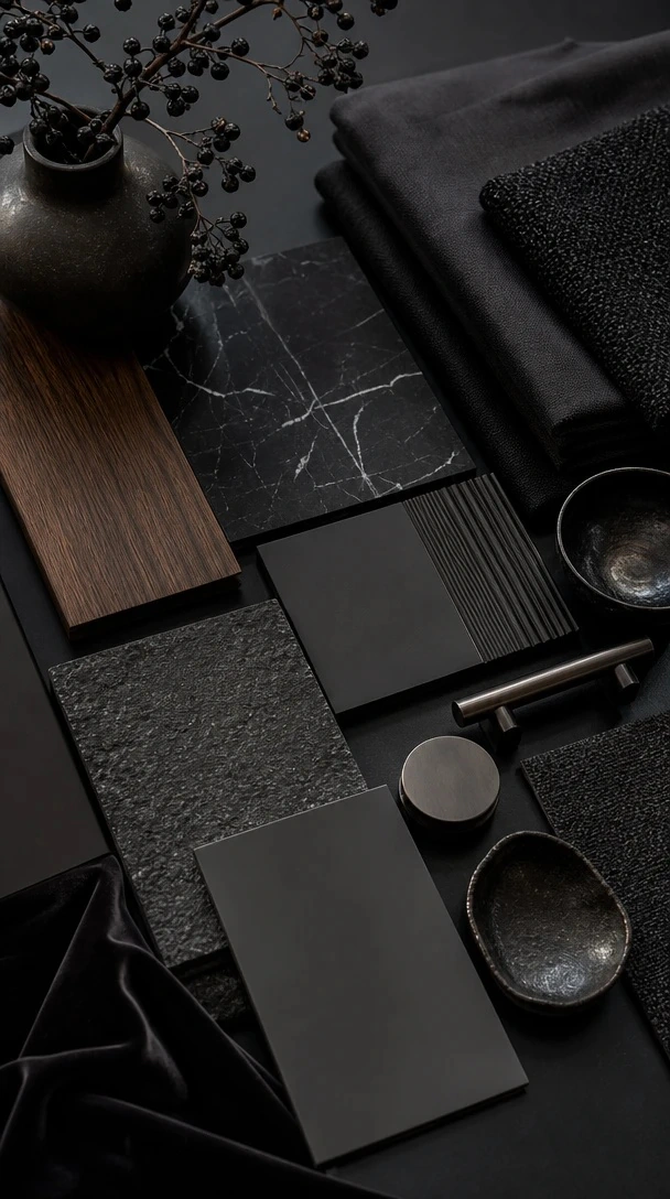 Planner 5D AI Studio — Black wall texture ideas for living room materials