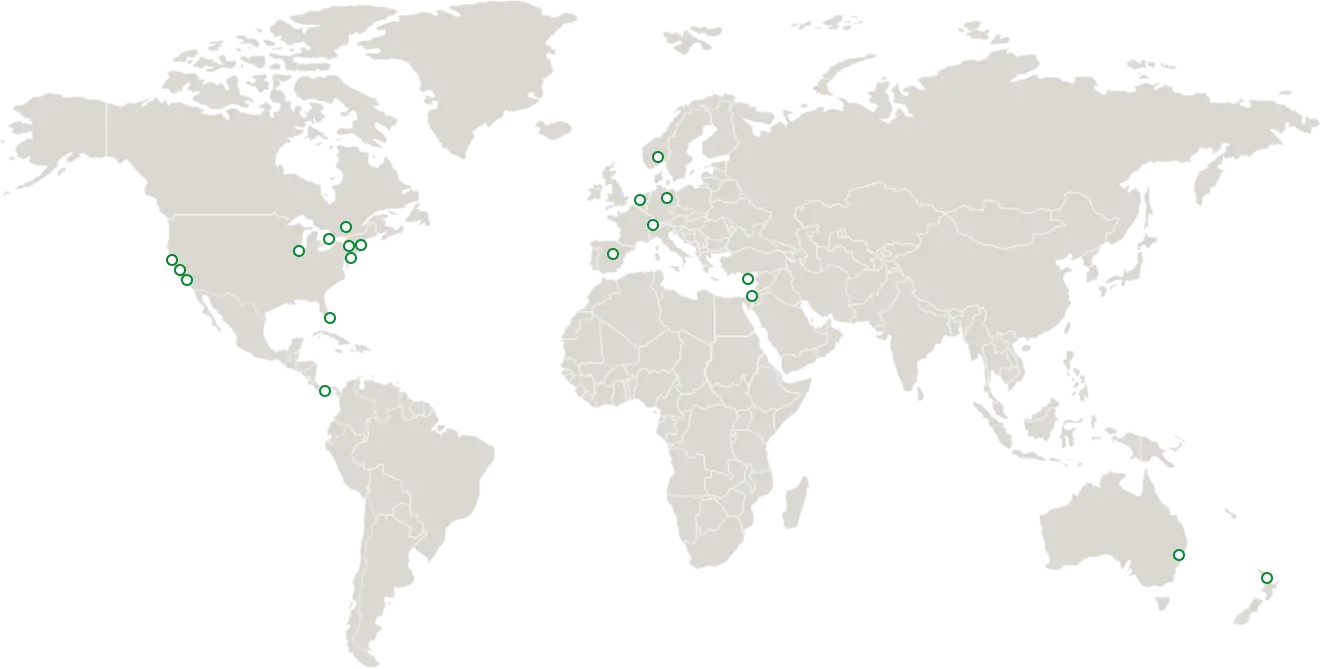 World map with selectable locations